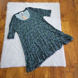 NWT Natural Life Short Dress Tunic Women's Small Green Print Rayon Spandex